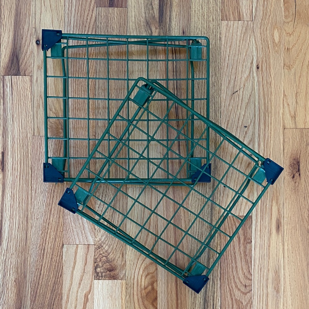 Set of 2 Green Metal Stackable Storage Shelves - Perfect for Organizing Lockers!